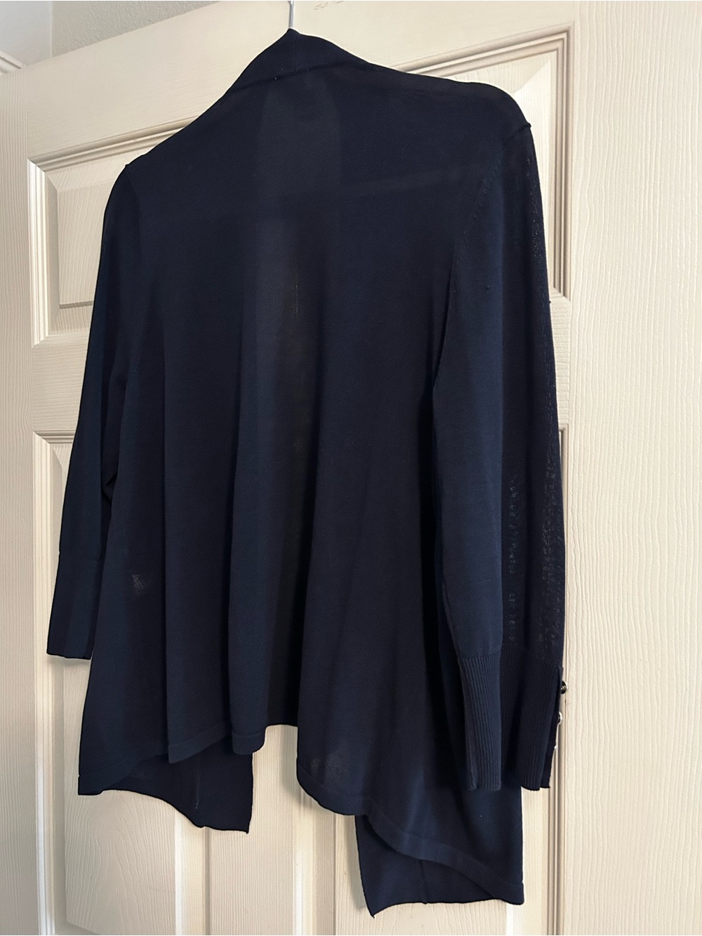 Chico's Navy Open-Front Draped Cardigan